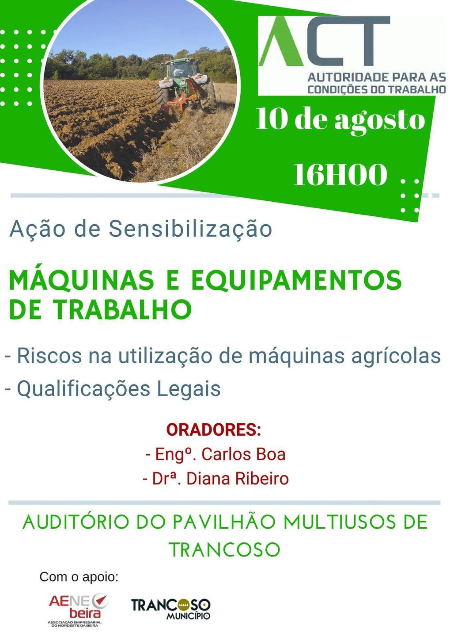 Ação de sensiblização máquinas e equipamentos de trabalho