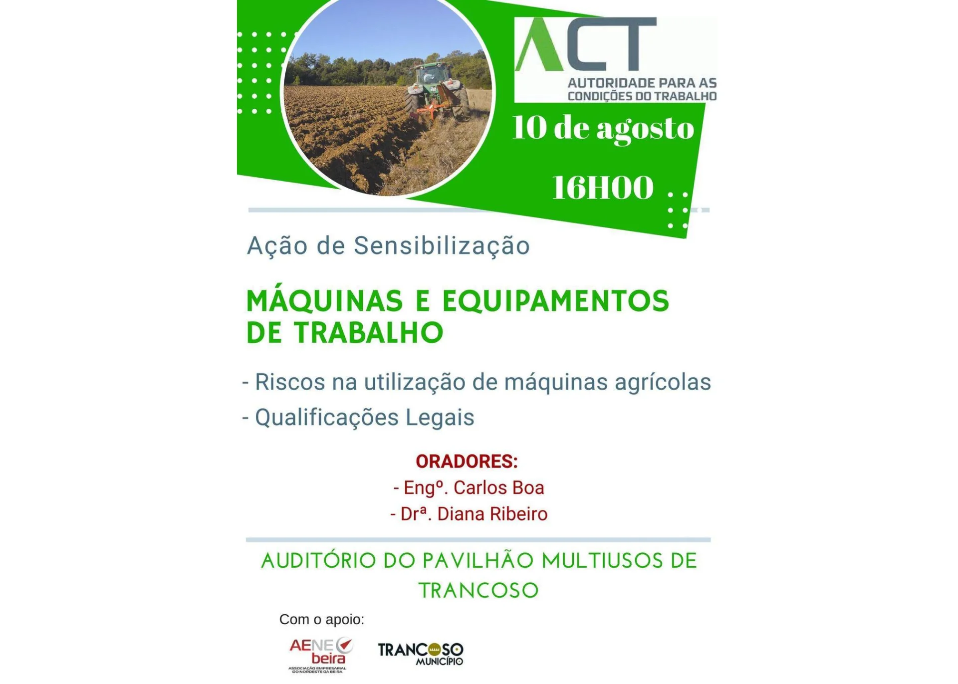 Ação de sensiblização máquinas e equipamentos de trabalho