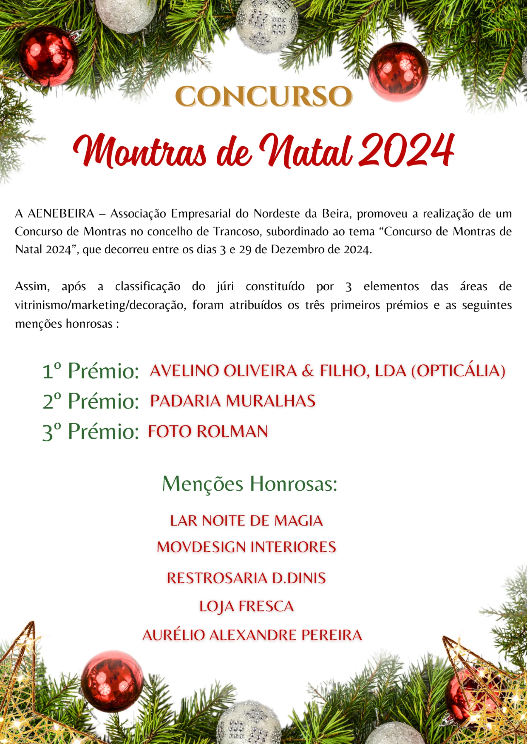 Concurso montras de Natal 2024 Concurso montras de Natal 2024