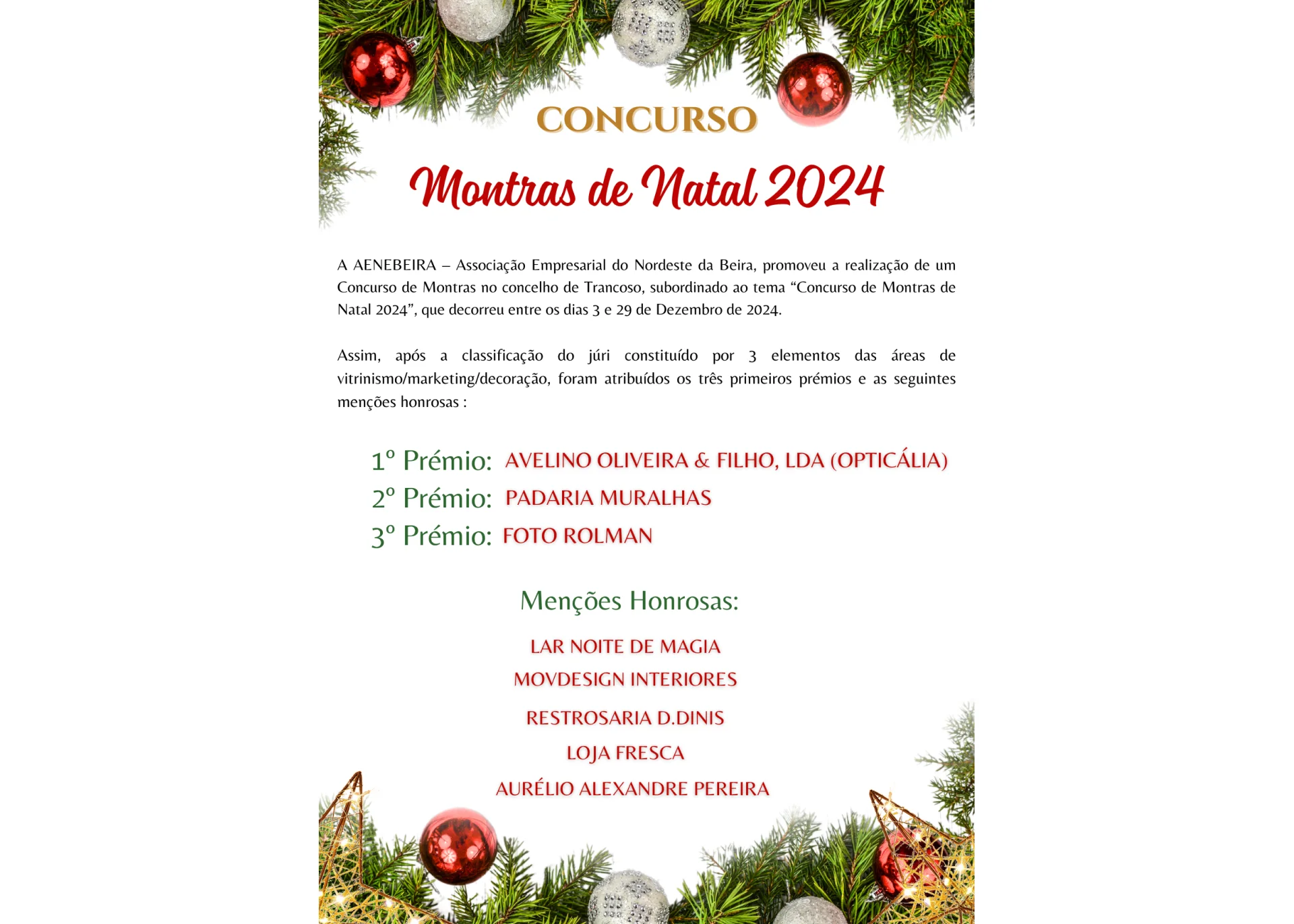 Concurso montras de Natal 2024
